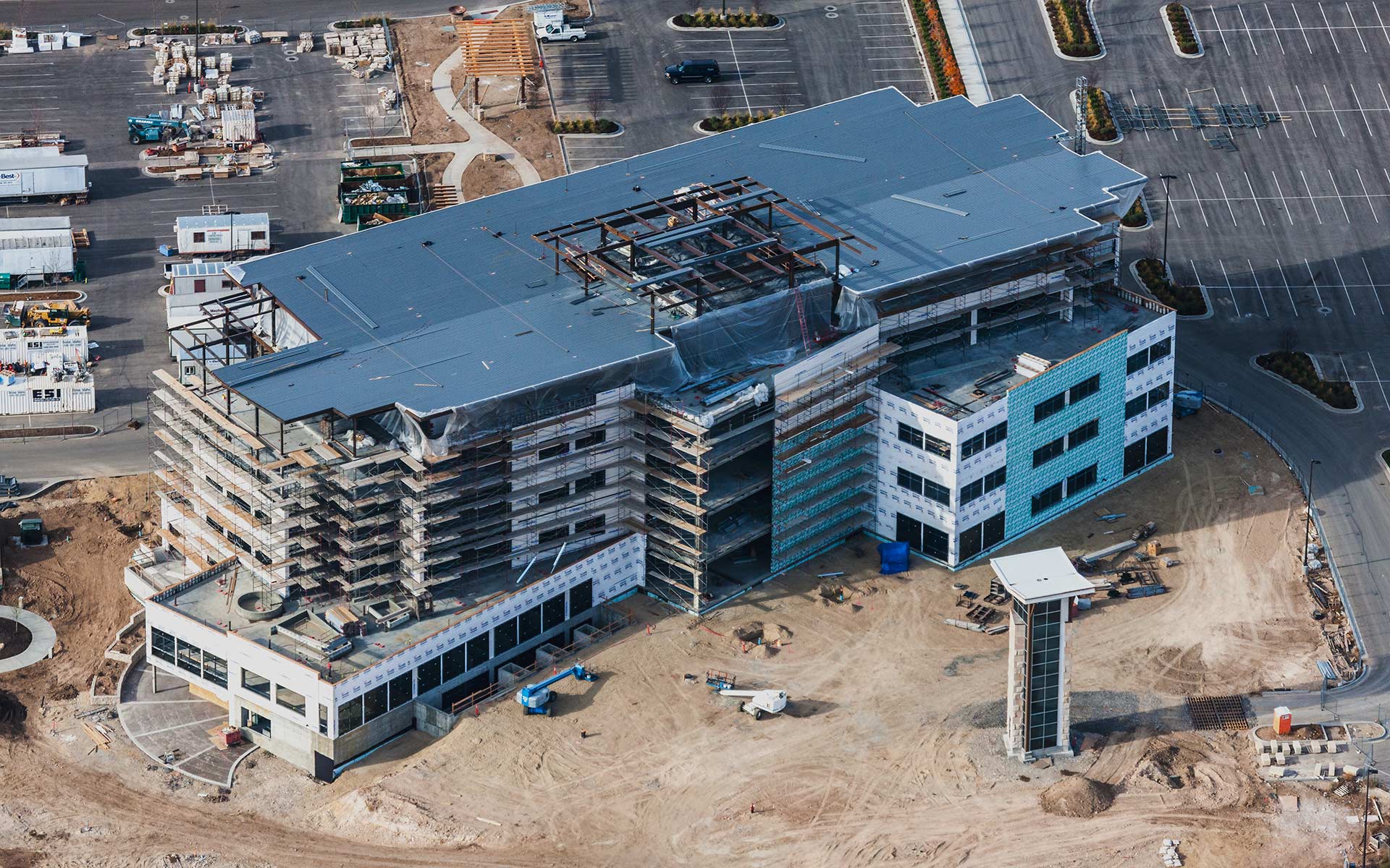 Aerial Photography-Construction of the Scentsy Campus, Meridian, Idaho.