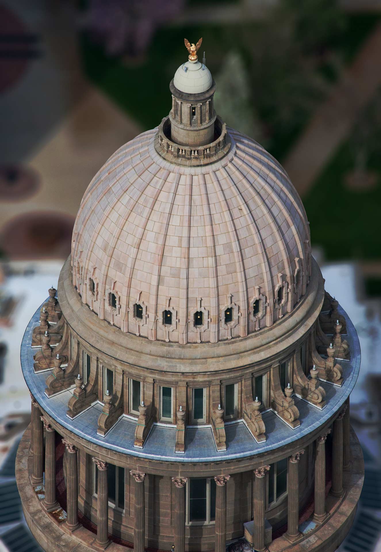 Aerial Photography-Idaho State Capitol Dome and Gold Plated Eagle.