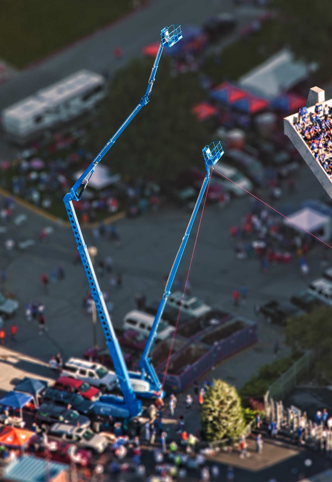 Aerial Photography-Man Lifts at NCAA Event.