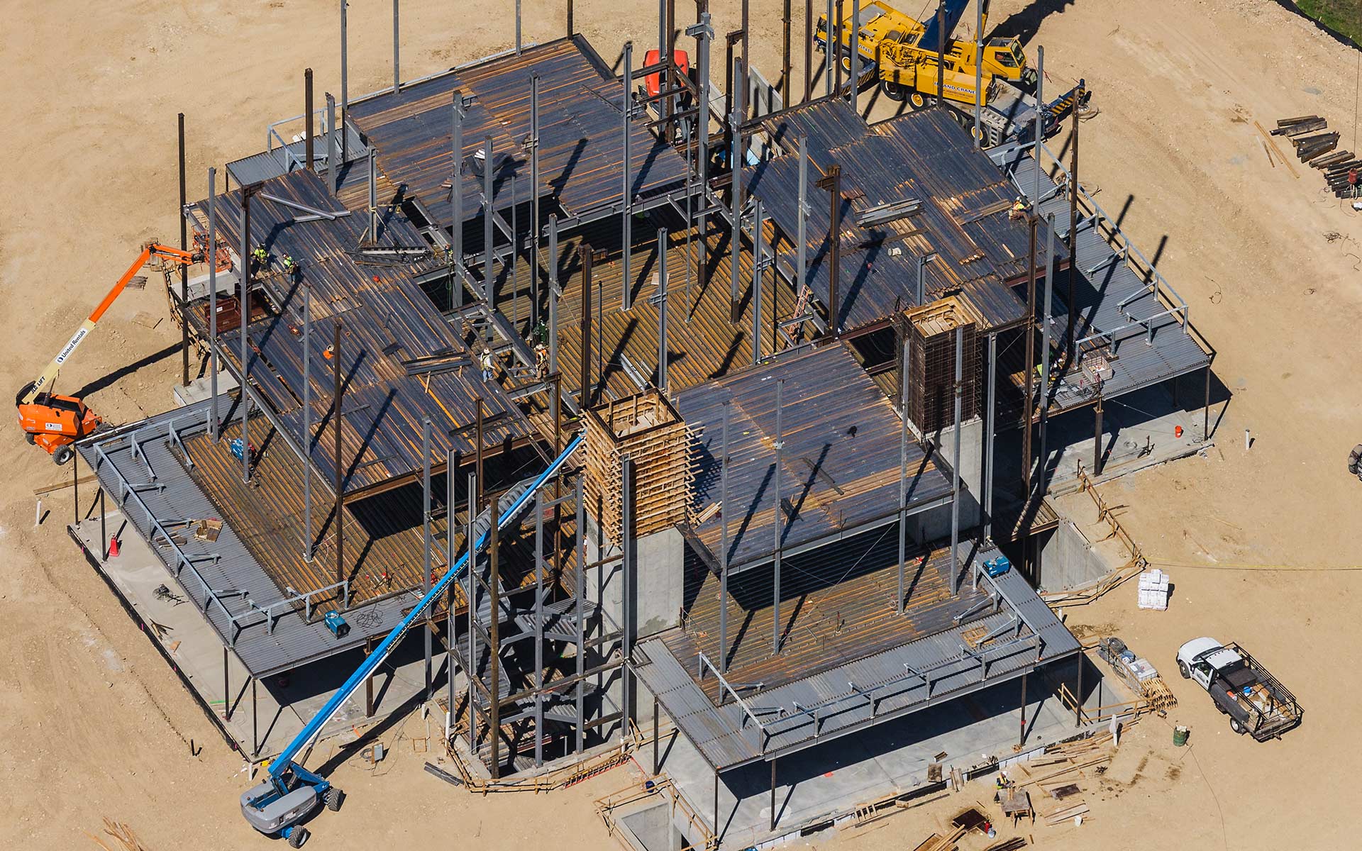 Forensic Aerial Photography-Steel Erection During Construction, LDS Temple, Meridian, Idaho.
