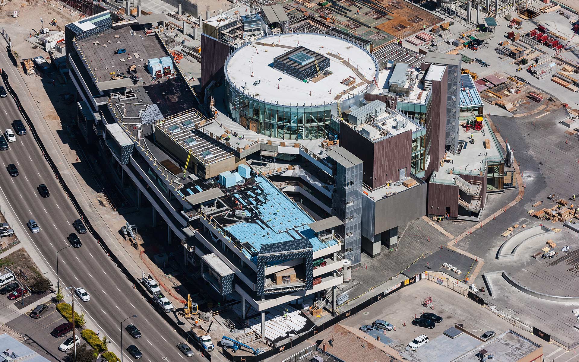 Aerial Photography-Construction of JUMP in Downtown Boise, Idaho.