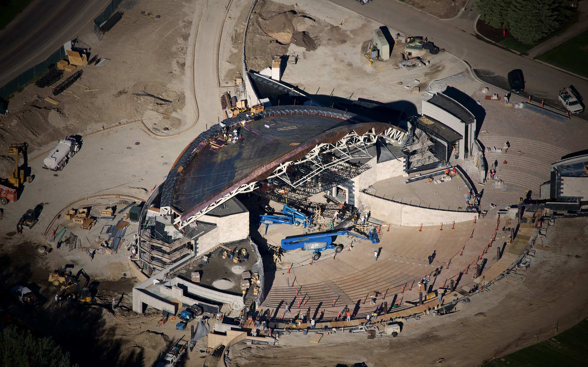 Aerial Photography-Sun Valley, Idaho Pavillion Construction.