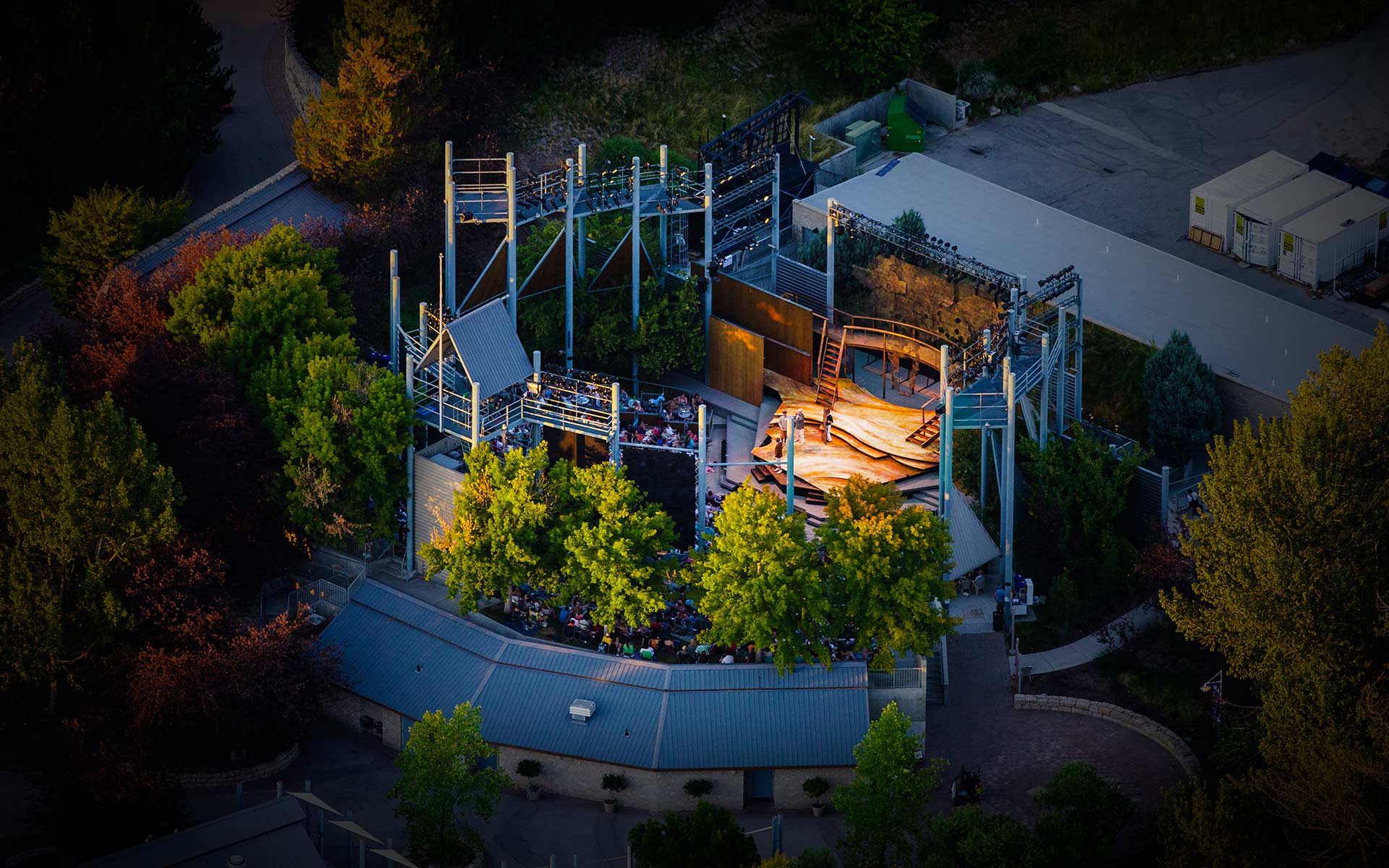 Aerial Photography-Night Aerial Photography at Boise Shakespeare Festival.