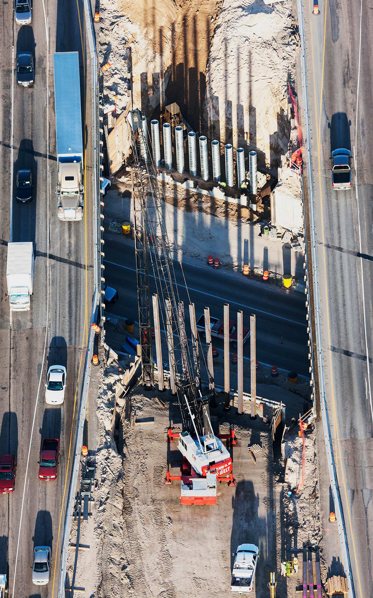 Forensic Aerial Photography-Bridge Construction and Adjacent Traffic Routing and Flow.