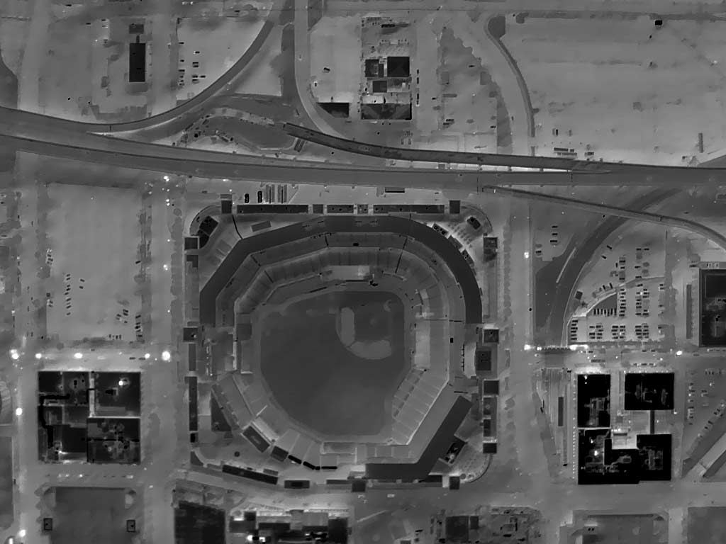 Aerial Thermograph of Busch Stadium and Context, St. Louis, MO.