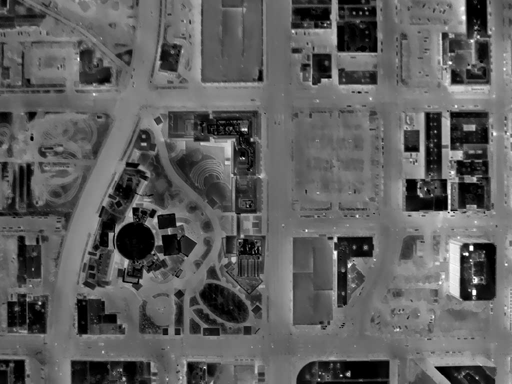 Aerial Thermograph of Front St. Just North of the JUMP Complex in Downtown Boise, Idaho.
