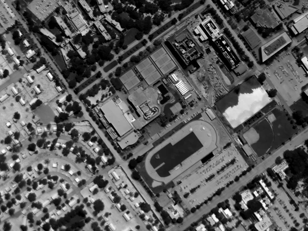 Daytime Aerial Thermograph, University of California Riverside. The Anomalous Patterning on the Right Side is the UCR Soccer Field (Synthetic Turf) Adjacent to a Construction Site.
