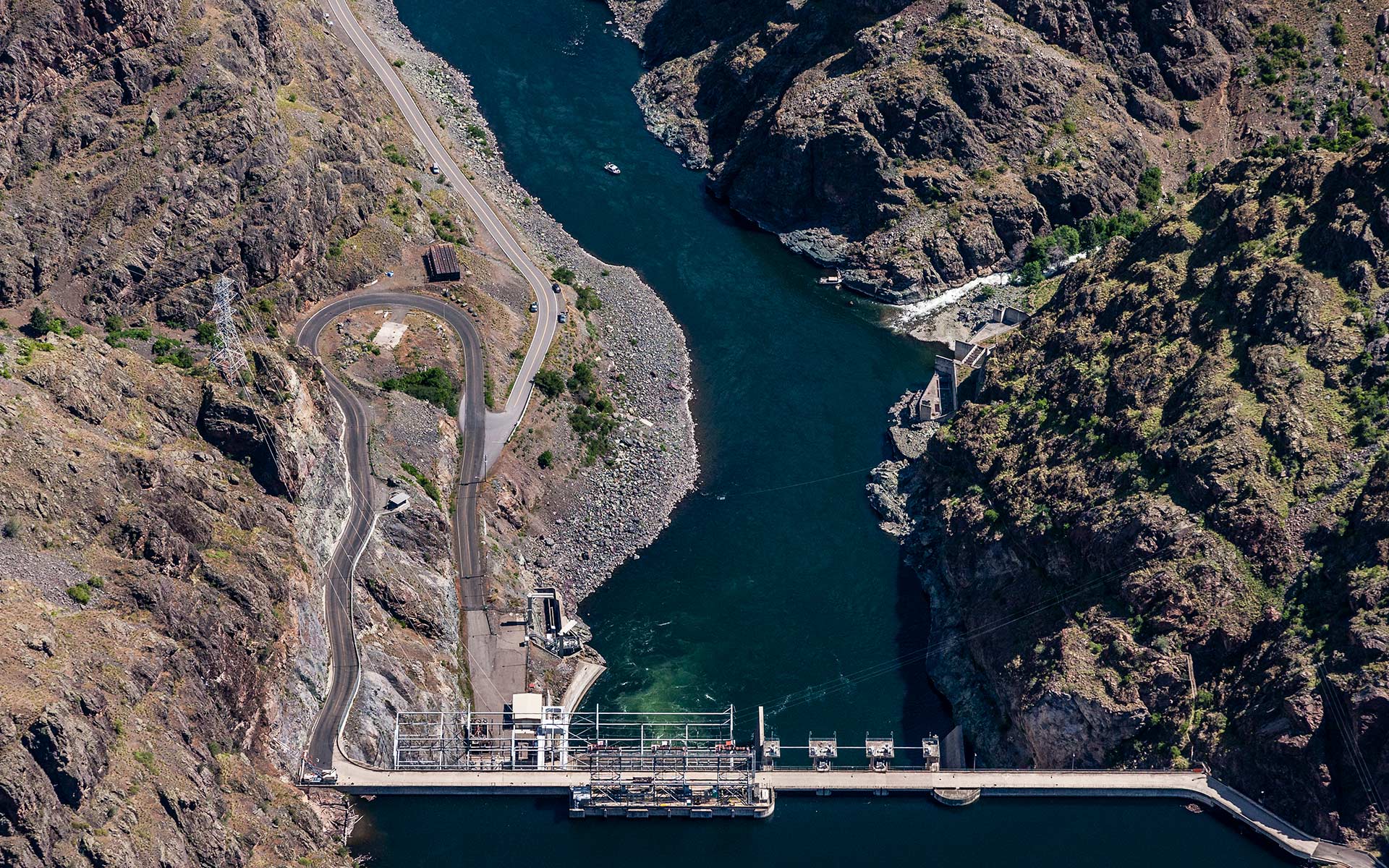 Aerial Photography-Hell's Canyon Dam, Snake River.