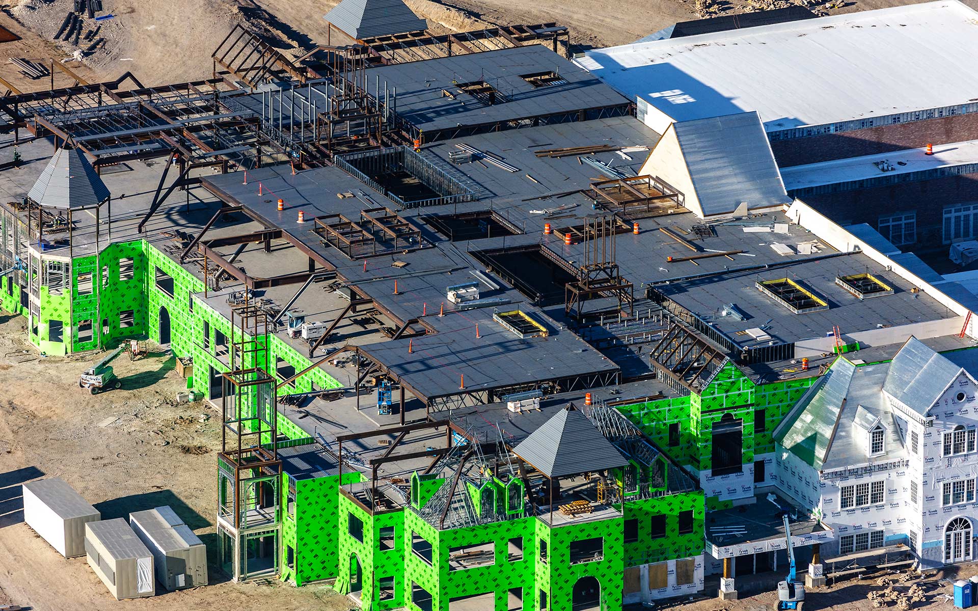 Aerial Photography-Construction of the Melaleuca Headquarters in Idaho Falls, Idaho.