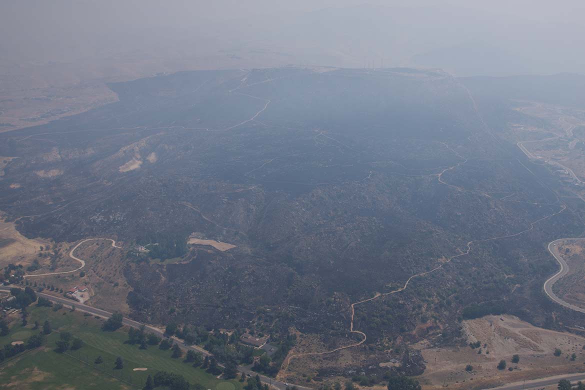 Aerial image of the Table Rock Fire in Boise, Idaho, During the Burn. 