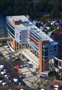 Aerial Photography, Stueckle Sky Center, Boise State Albertsons Stadium, With Special Effects.