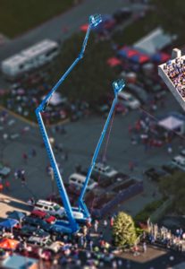 Aerial Photography, Man Lifts at NCAA Event.