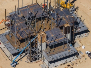 Forensic Aerial Photography-Steel Erection During Construction, LDS Temple, Meridian, Idaho.