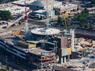 Aerial Photography-JUMP Construction Downtown Boise, Idaho, with Cranes.