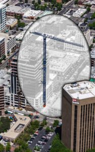 Aerial Photography, Crane at Zion's Bank (8th and Main) Construction, With Special Effects.