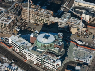 Aerial Photography-JUMP Construction in Downtown Boise, with Cranes.