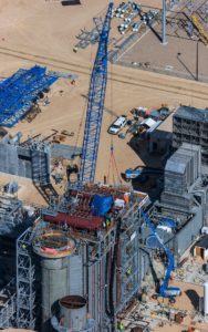 Forensic Aerial Photography, Cranes in Natural Gas Turbine Power Generation Plant Construction.