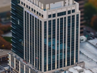 Aerial Photography-Zion's Bank (8th &amp; Main) Building in Downtown Boise, Idaho, with Special Effects.