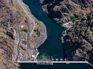 Aerial Photography-Hell's Canyon Dam, Snake River.