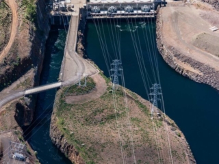 Aerial Photography-Brownlee Dam on the Snake River, North of Ontario, Oregon.