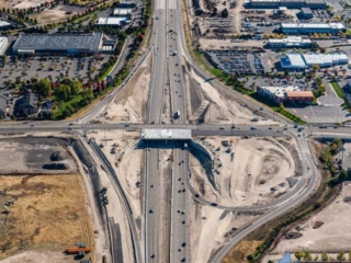 Aerial Photography-Construction of the Meridian Road Interchange on Interstate 84, Meridian, Idaho.