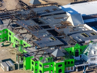 Aerial Photography-Construction of the Melaleuca Headquarters in Idaho Falls, Idaho.