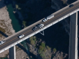 Aerial Photography-Bridge Inspection On the Hansen Bridge (SH50) Over the Snake River Near Kimberly, Idaho.