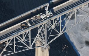 Aerial Photograph, Bridge Deck Repairs on Idaho State Highway 21 near Robie Creek.