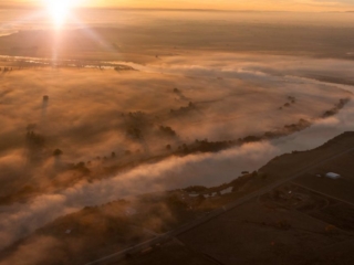 Aerial Photography-Snake River near Adrian, Oregon at Sunrise.