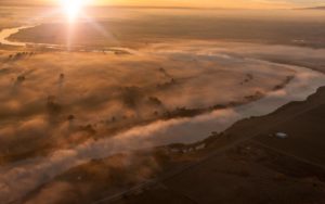 Aerial Photography, Snake River at Sunrise Near Adrian, Oregon.