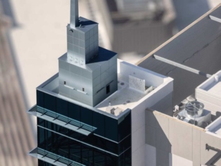 Aerial Photography-Spire on the Zion's Bank (8th &amp; Main) Building in Downtown Boise, Idaho.