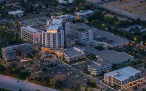 Night Aerial Photography, St. Alphonsus Regional Medical Center, Boise, Idaho.